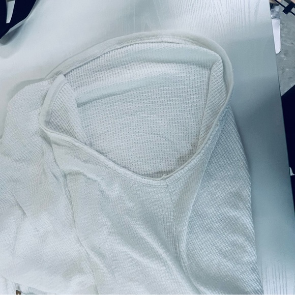 Free People We the Free Must Have Waffle-Knit Henley Tee - Ivory Medium - Picture 11 of 11